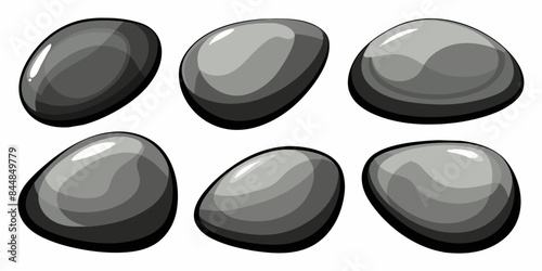 Rock stone set cartoon. Cobble stone game objects. Three dimensional stones and rocks element, isometric 3d flat style. Mountain grey stones. Vector grey rock stone, isolated on white background.