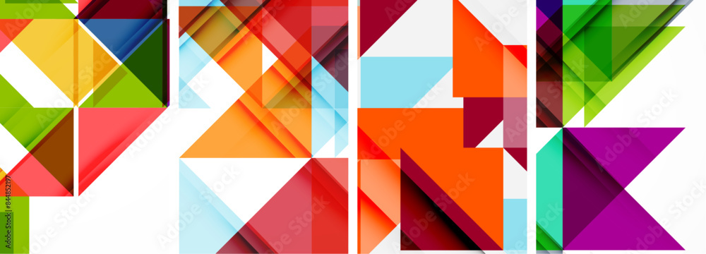 Triangle poster geometric background set Triangle poster geometric background set