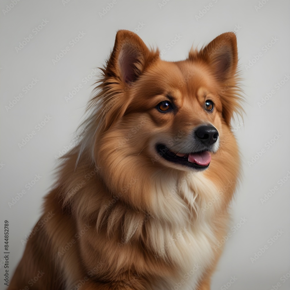 Charming Pomeranian: A Realistic Portrait on a White Background Charming Pomeranian: A Realistic Portrait on a White Background