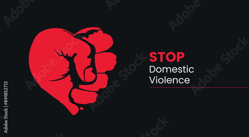 Stop, domestic violence, creative social issue, flat illustration, acknowledge domestic violence, aesthetic illustration, Concept of domestic abuse and sexual harassment, violence against women