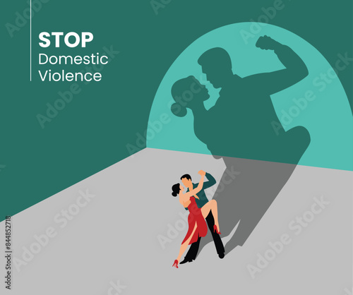 Stop, domestic violence, creative social issue, flat illustration, acknowledge domestic violence, aesthetic illustration, Concept of domestic abuse and sexual harassment, violence against women