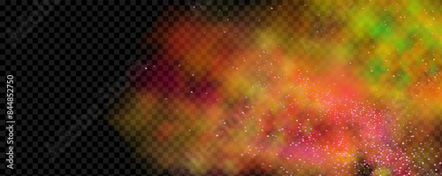 Background of an explosion of colorful smoke clouds.Multicolor fog with blue and yellow particles.Explosions of color powder.