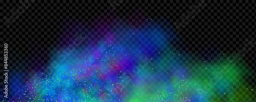 Background of an explosion of colorful smoke clouds.Multicolor fog with blue and yellow particles.Explosions of color powder.