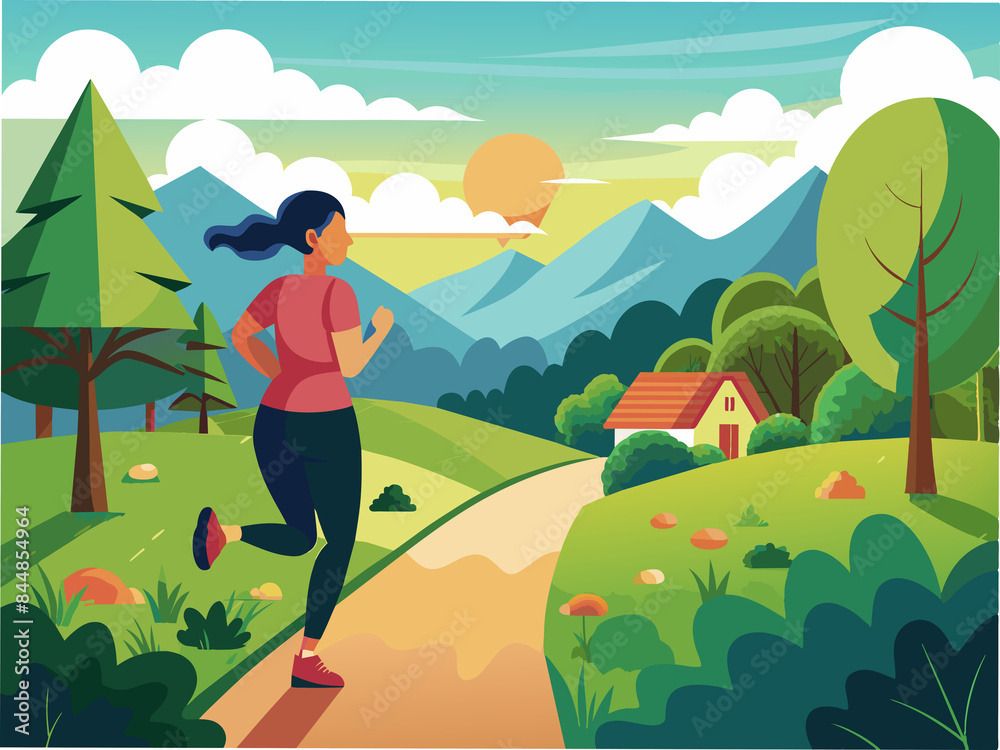 A person enjoying a morning jog on a country road A person enjoying a morning jog on a country road