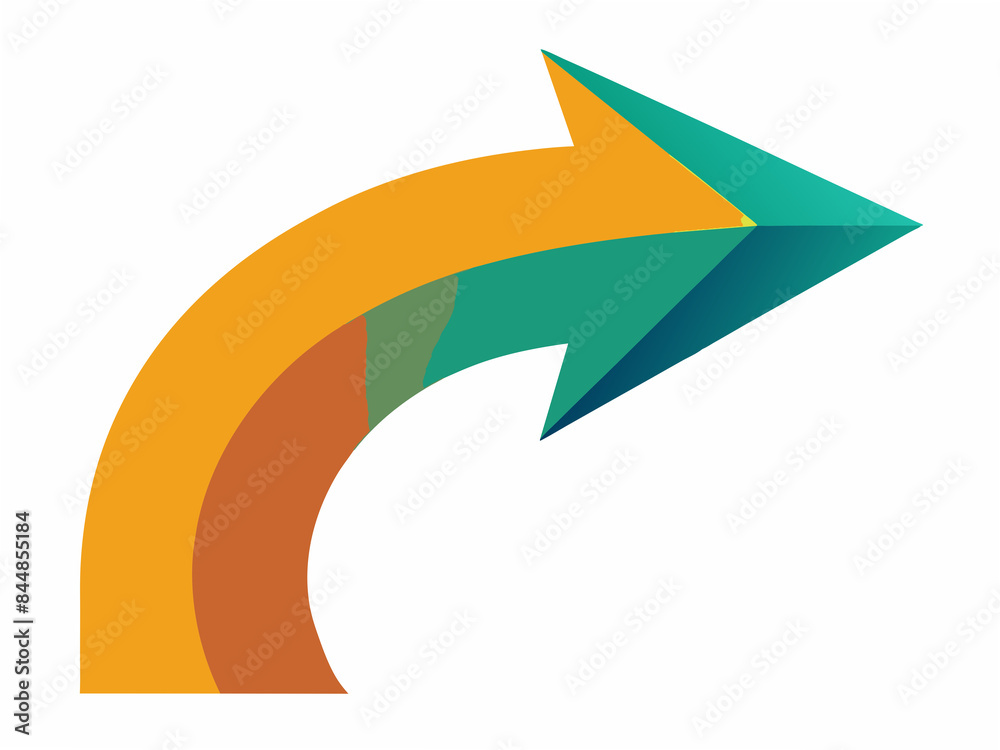 A curved arrow pointing right, with a gradient fill
