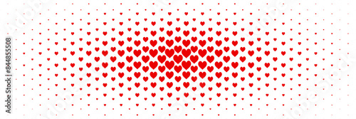 horizontal red heart spreading from center design for pattern and background.