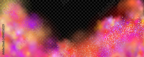 Background of an explosion of colorful smoke clouds.Multicolor fog with blue and yellow particles.Explosions of color powder.
