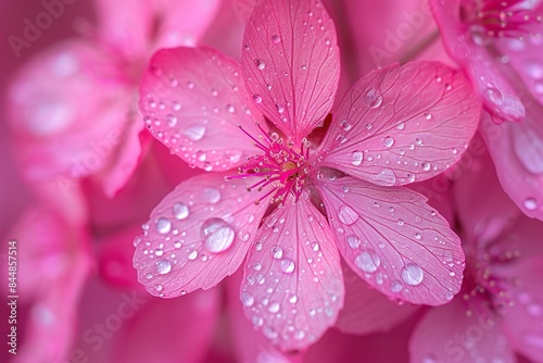 Spikenard flower petals with water drops on it. Close up