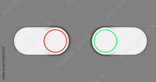On and Off toggle switch buttons. Material design switch buttons set.