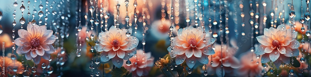 A beautiful bouquet of flowers with a watery effect