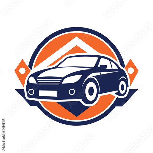 A Simple and Modern Automotive Logo Design Featuring a Car in a Circle, A simplistic logo design with a subtle nod to the car rental industry