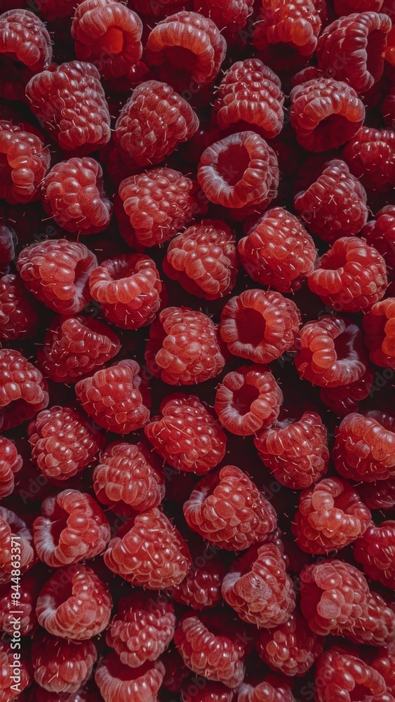 A pile of many fresh raspberries