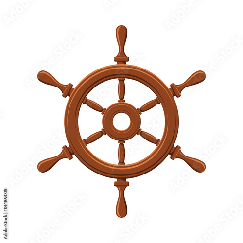 classic brown wooden ship helm nautical steering wheel  symbol transparent background