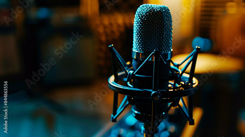 condenser microphone on music studio 