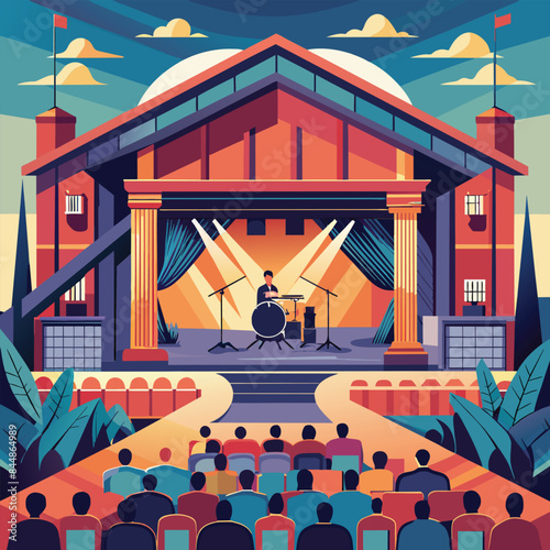 A Live Music Performance at a Modern Desi Venue, A sophisticated music venue with a minimalist design and top-notch acoustics