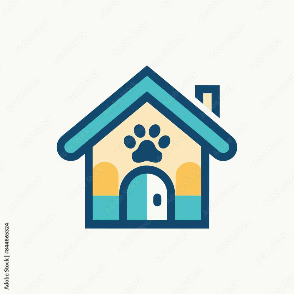 Simple and stylish icon representing a house with a paw print, ideal for pet sitting businesses, A subtle nod to pet sitting with a small house icon Simple and stylish icon representing a house with a paw print, ideal for pet sitting businesses, A subtle nod to pet sitting with a small house icon