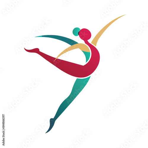 An abstract depiction of a gymnast in mid-air, showcasing their athleticism and grace, An abstract interpretation of a gymnast in mid-air pose