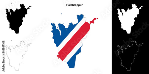 Halshreppur region outline map set photo
