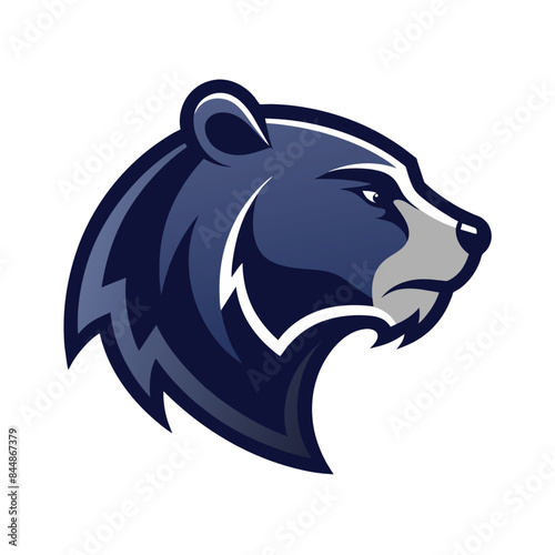 A sleek and modern illustration of a bears profile, featuring a blue and gray color scheme, Bear profile in a sleek and modern style