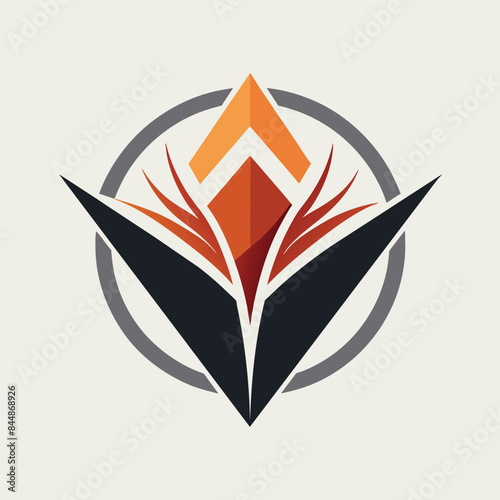A sophisticated logo design featuring a stylized flower with bold orange and black shapes, Craft a minimalist logo that conveys sophistication and style