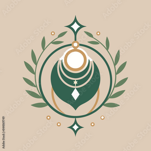 A minimalist emblem design featuring a green leaf motif and gold accents, Create a minimalist emblem for a handmade jewelry e-commerce business