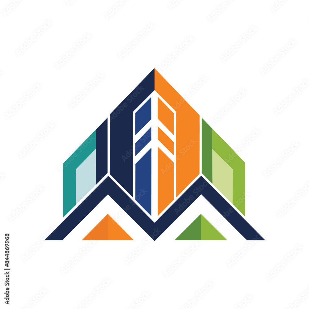 A simple, modern logo featuring a geometric representation of a building with a white background, A minimalist logo featuring a single geometric shape A simple, modern logo featuring a geometric representation of a building with a white background, A minimalist logo featuring a single geometric shape