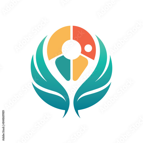 A minimalist logo featuring a circular design with wings, incorporating vibrant colors for a charitable organization, Create a minimalist logo for a legal tech startup