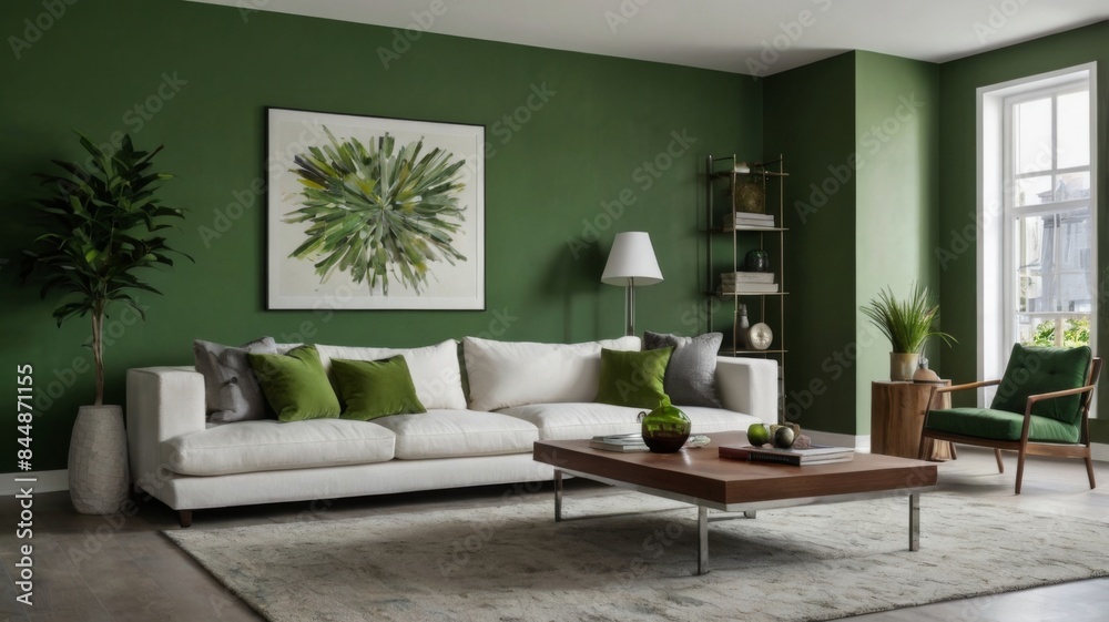 Obraz premium Canadian style luxury furnished staged brand new apartment in the apartment building with the exterior views