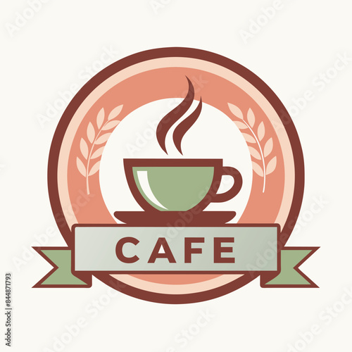 Modern Cafe Logo Design Featuring A Cup Of Coffee, Design a logo for a modern cafe with clean lines and subtle colors