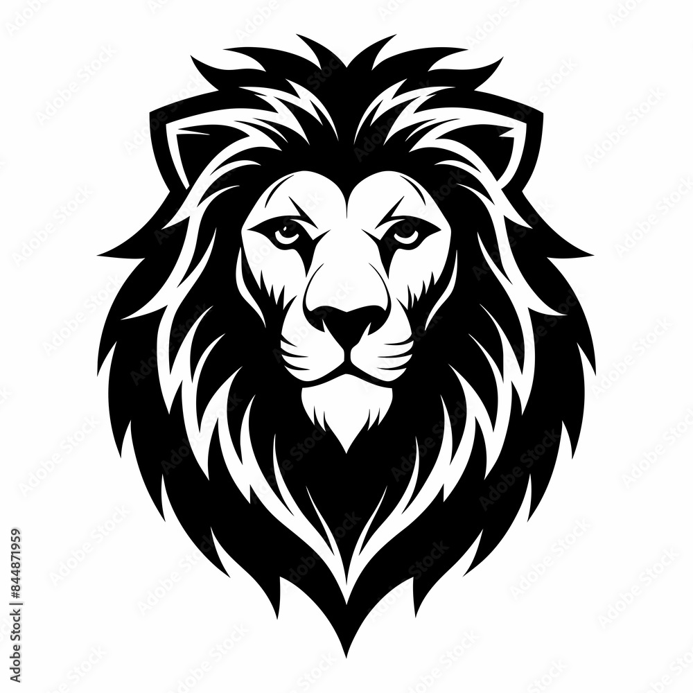 Fototapeta premium Black vector of a lion's head
