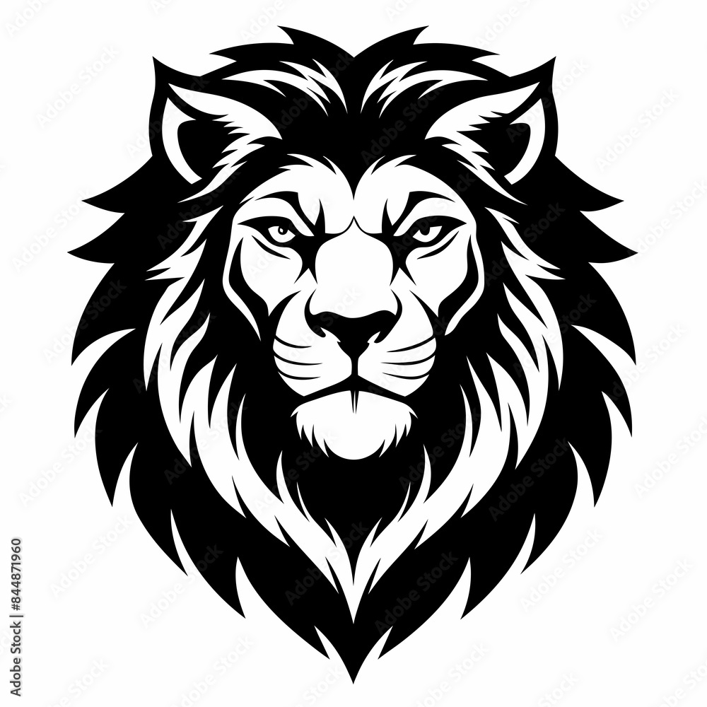 Obraz premium Black vector of a lion's head