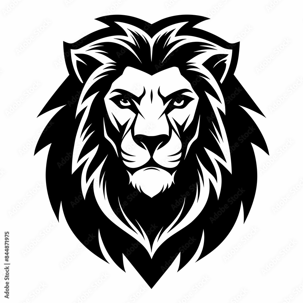 Obraz premium Black vector of a lion's head