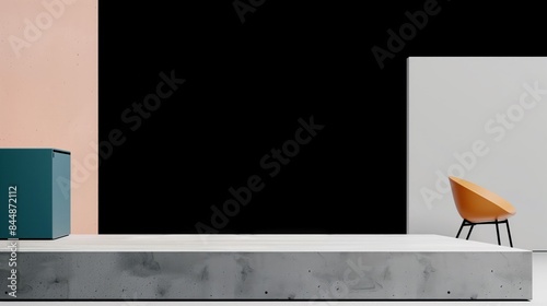 An empty table in the interior. To display the product