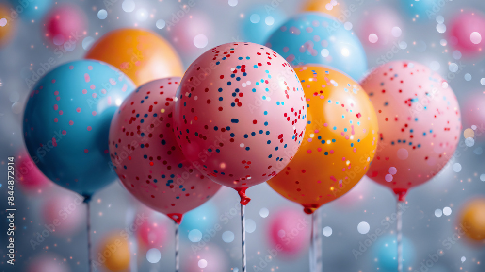 Colorful Birthday Balloons on a White Background Colorful Birthday Balloons on a White Background