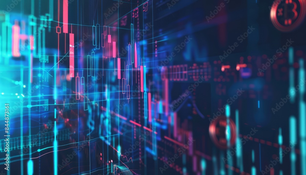 Abstract Digital Cryptocurrency Data Display With Colorful Lines Abstract Digital Cryptocurrency Data Display With Colorful Lines