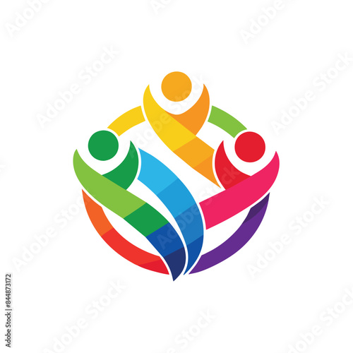 A logo design for a nonprofit organization featuring four interlocking figures forming a circle, Design a simple logo for a nonprofit organization advocating for LGBTQ+ rights and inclusion