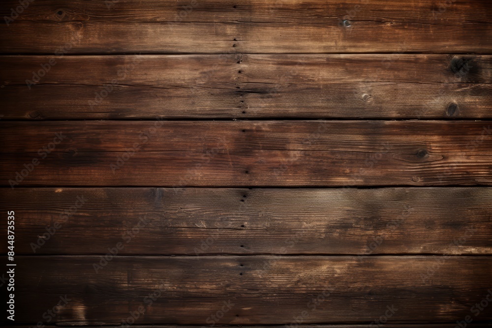 Naklejka premium Rustic weathered wooden background with cracks and knots abstract top view, copy space