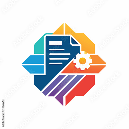 Modern Symbol For Document Automation, Featuring Scales Of Justice, In A Circular Shape With Blue And Green Tones, Generate a modern symbol for a document automation tool