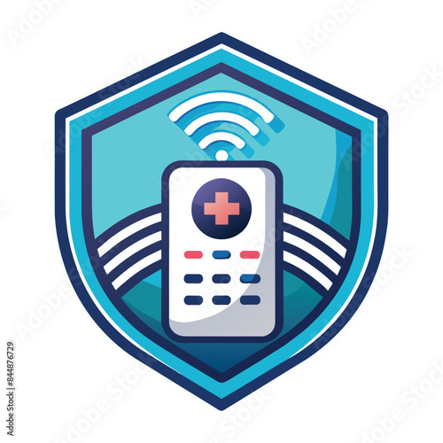 An abstract logo featuring stylized green leaves in a circular design, representing healthcare and technology, Generate a sleek emblem for a remote patient monitoring tool