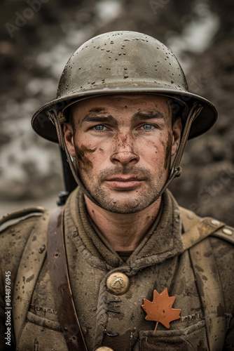 World War I Canadian Soldier in Uniform.