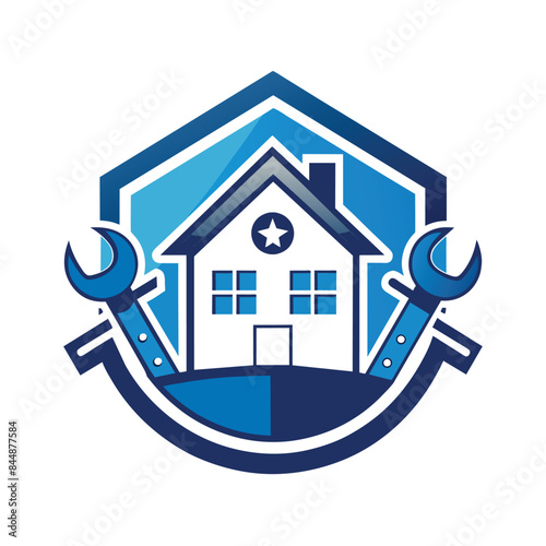 A colorful logo depicting a house with a wrench, screwdriver, and hammer, symbolizing home repair services, home repair Logo
