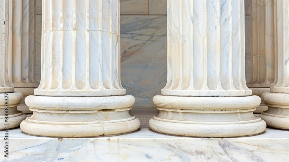 Marble columns in classical architecture detail showing stone texture