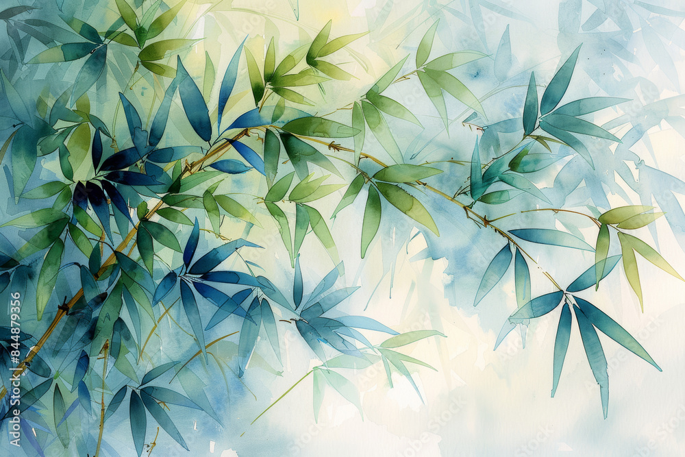 Gradient Blend Watercolor Painting of Bamboo Shoots Gradient Blend Watercolor Painting of Bamboo Shoots