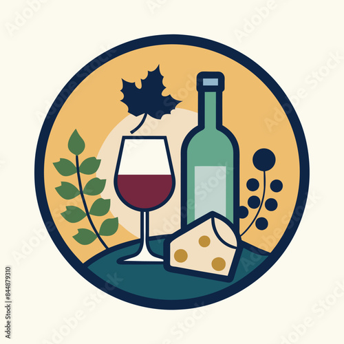 Minimalist logo for a chic wine and cheese tasting event, Minimalist logo for a chic wine and cheese tasting event