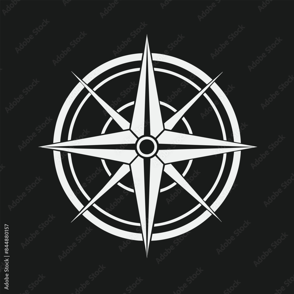 A simple, graphic design of a compass outline in monochromatic black, red, and white, Outline of a compass in a monochromatic design A simple, graphic design of a compass outline in monochromatic black, red, and white, Outline of a compass in a monochromatic design