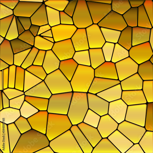 abstract vector stained-glass mosaic background - golden yellow