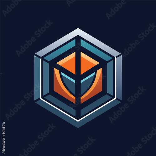 A modern, sleek blue hexagon logo for a blockchain technology company, with a gradient effect and bold lines, Sleek Logo for Blockchain Technology Company