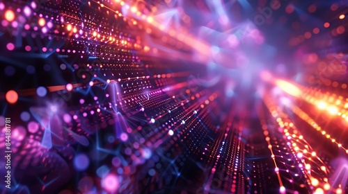 Wallpaper Mural light, design, disco, texture, pattern, computer, illustration, technology, vector, space, digital, dots, pink, purple, backdrop, electronic, circle, party, grid, concept, blue, matrix, tech, web, hex Torontodigital.ca