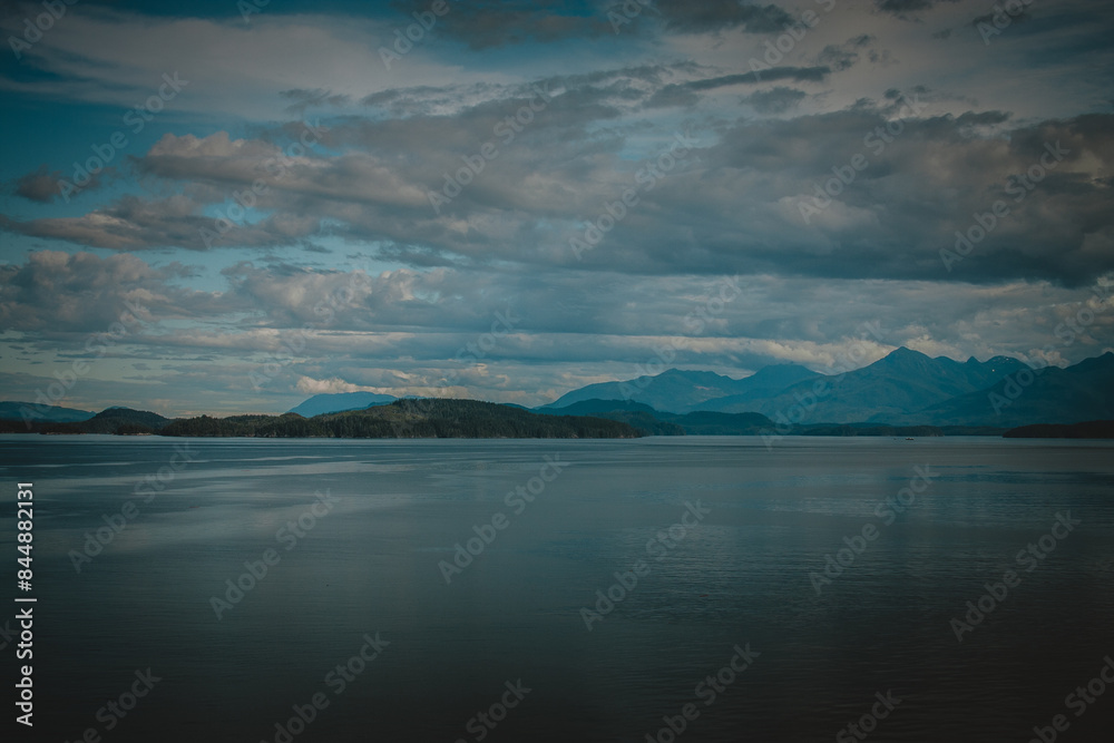 Fototapeta premium Tranquil Alaskan Waters Under Moody Skies