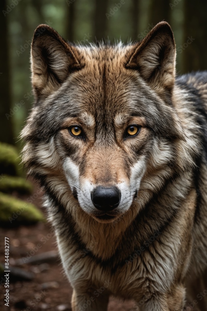 Wilderness Watcher: Wolf Looks Directly at the Camera in the Wild Wilderness Watcher: Wolf Looks Directly at the Camera in the Wild